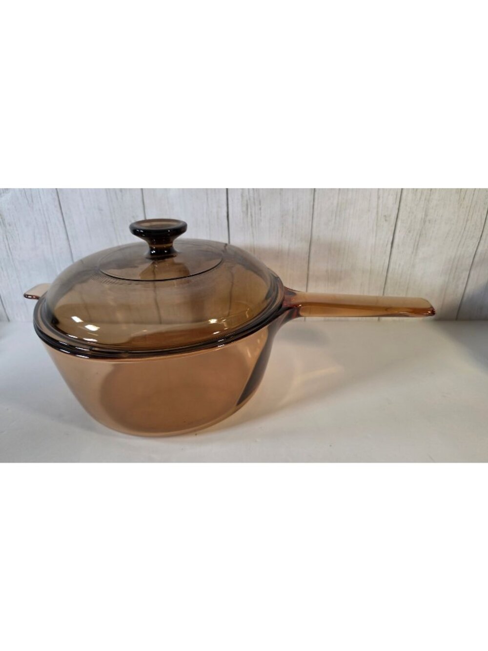 VTG CORNING WARE VISIONS AMBER GLASS SAUCEPAN POT LID PYREX VISIONWARE 2.5L USA